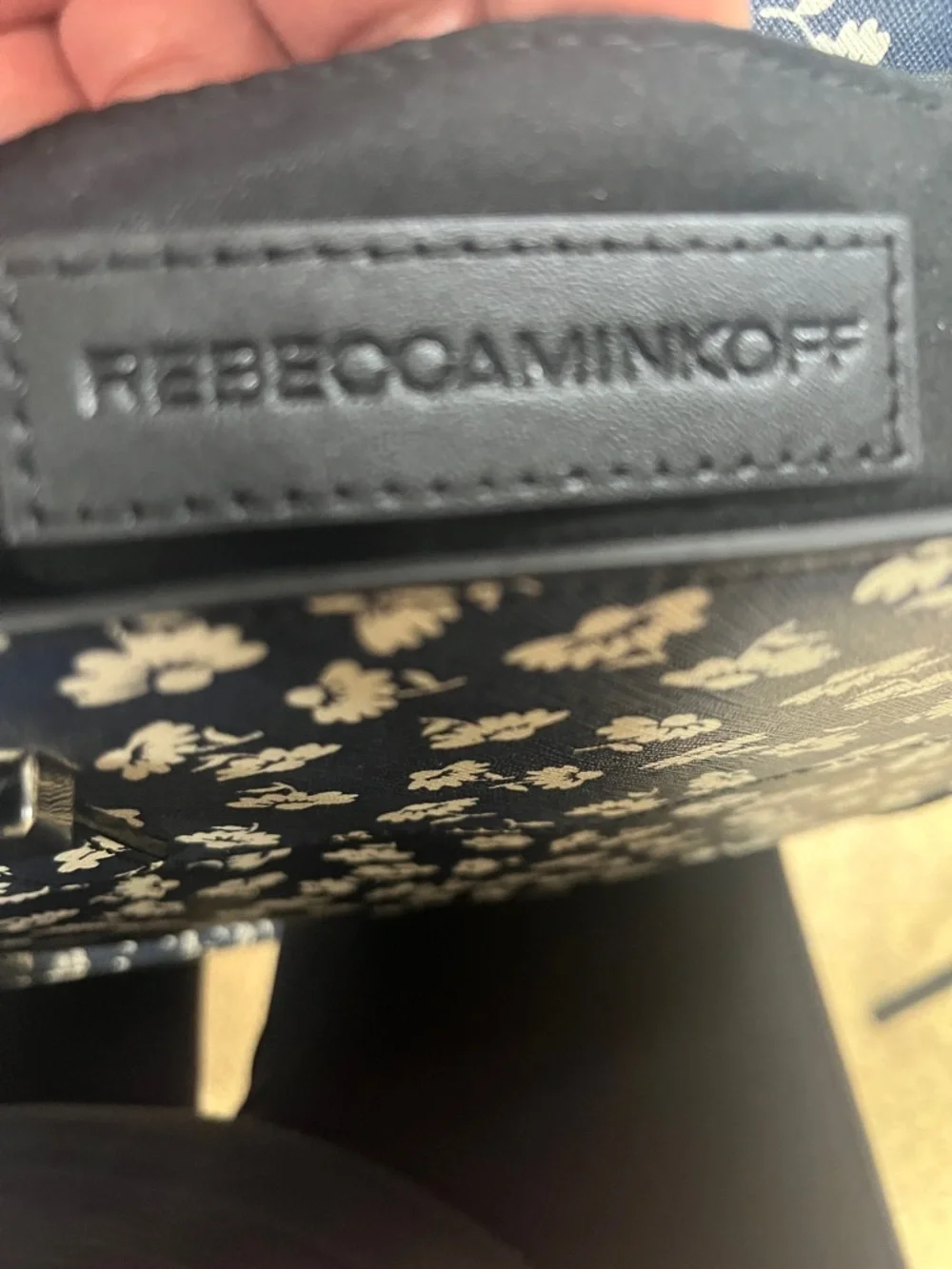 Rebecca Minkoff Amorous Satchel Crossbody Tote NavyWhite Floral Saffiano Leather - Picture 7 of 11